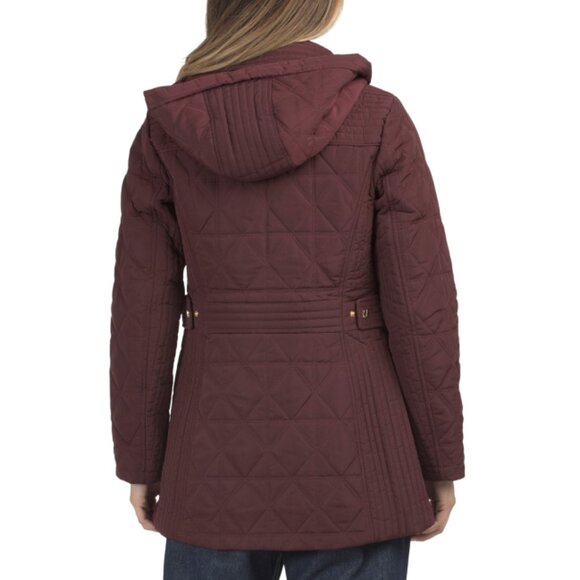 JONES NEW YORK Navy Quilted Jacket With Detachable Hood - Picture 2 of 2
